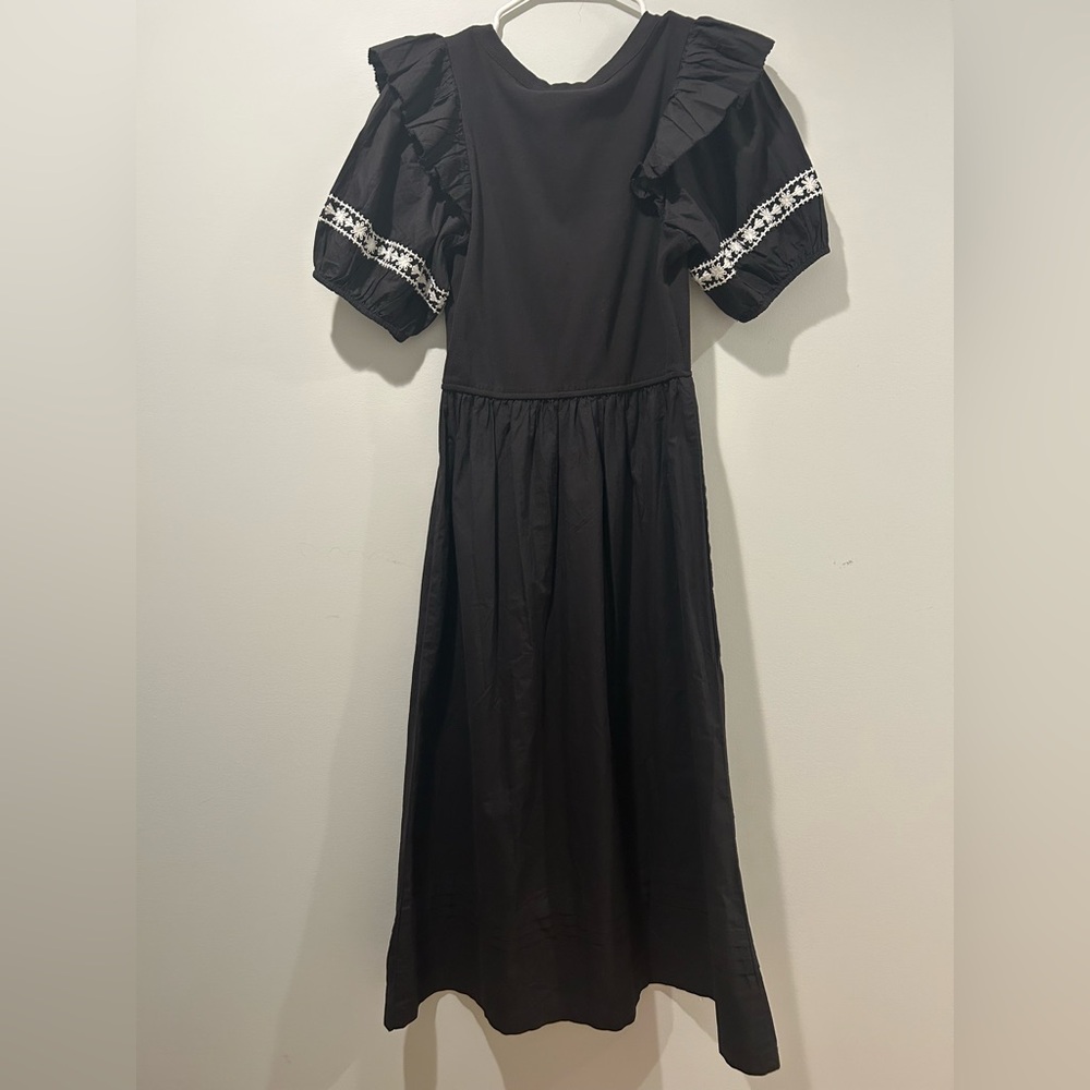 Cleobella Selma Black Midi Dress with Puff Sleeves NWT - Picture 7 of 9